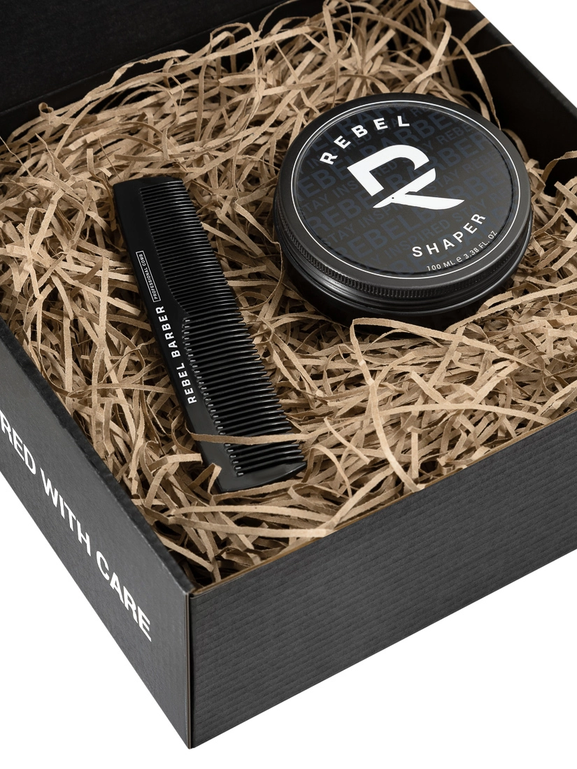 Подарочный набор REBEL BARBER Shaper & Men`s Comb Total Black